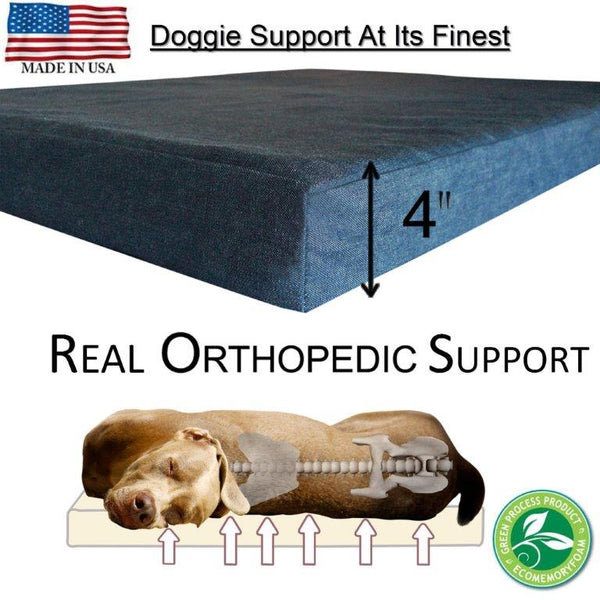 Premium Dog Beds - GEL Orthopedic Memory Foam - 100% Made in USA - Luxury Washable Pet Bed